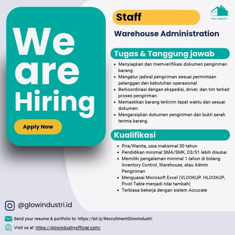 Pamflet Lowongan Kerja: Staff Warehouse Administration