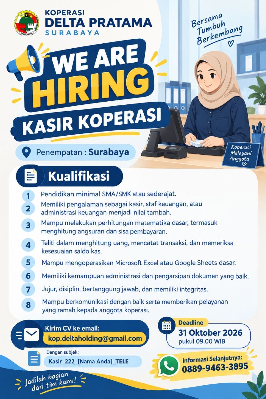 Pamflet Lowongan Kerja: Kasir Koperasi