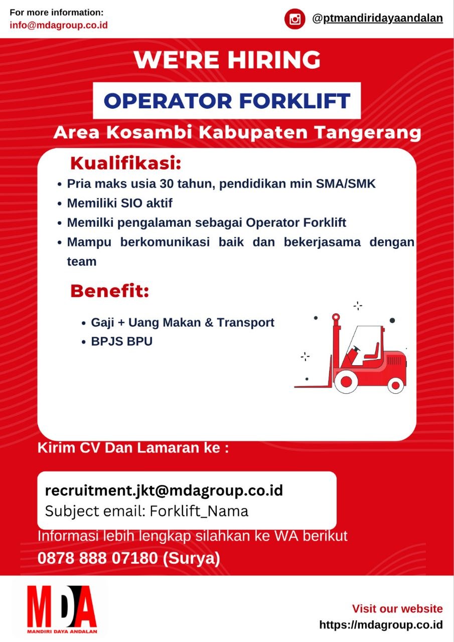 Pamflet Lowongan Kerja: Operator Forklift